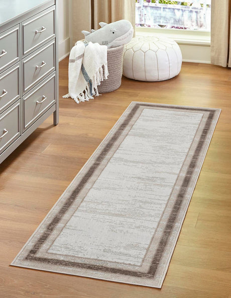 Ivory 2' 7 x 10' Laguna Runner Area Rug 100% Polypropylene Modern Contemporary Carpet for Bedrooms, Living Room, Dining, Office for Sale at Rug Engine