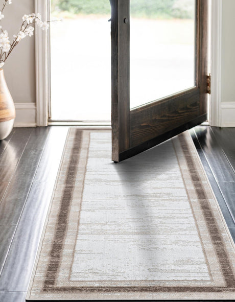 Ivory 2' x 6' 1 Laguna Runner Area Rug 100% Polypropylene Modern Contemporary Carpet for Bedrooms, Living Room, Dining, Office for Sale at Rug Engine