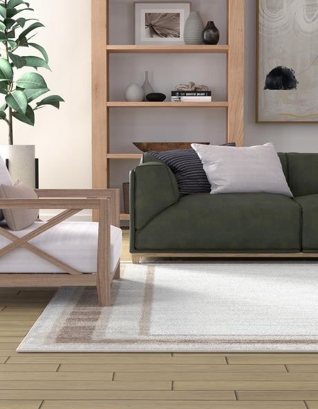 Ivory 4' 1 x 6' 1 Laguna Rectangle Area Rug 100% Polypropylene Modern Contemporary Carpet for Bedrooms, Living Room, Dining, Office for Sale at Rug Engine