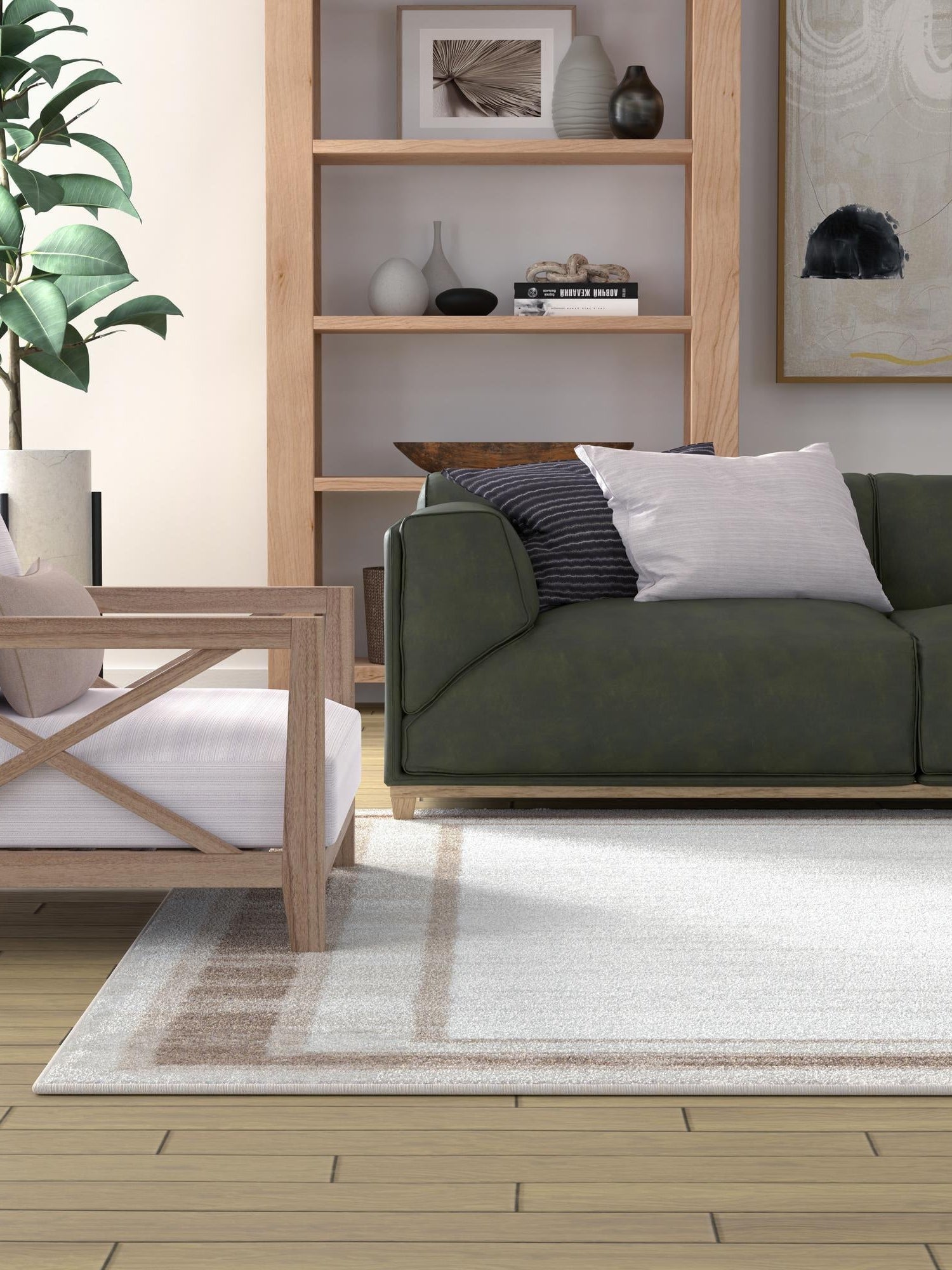 Ivory 6' 1 x 9' Laguna Rectangle Area Rug 100% Polypropylene Modern Contemporary Carpet for Bedrooms, Living Room, Dining, Office for Sale at Rug Engine