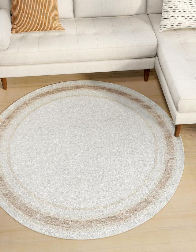 Ivory 3' 1 x 3' 1 Laguna Round Area Rug 100% Polypropylene Modern Contemporary Carpet for Bedrooms, Living Room, Dining, Office for Sale at Rug Engine