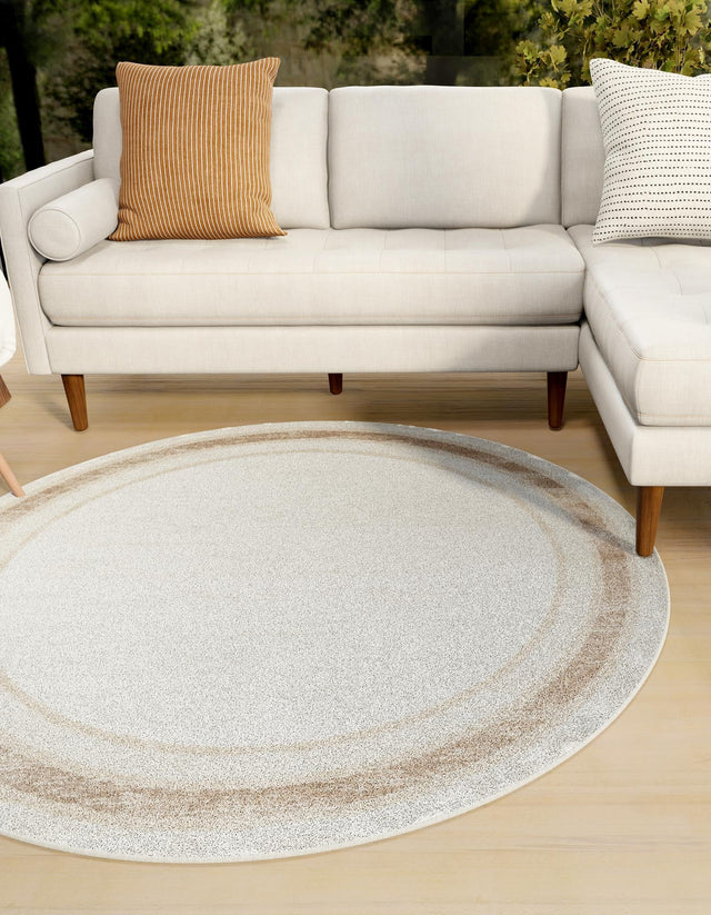 Ivory 3' 1 x 3' 1 Laguna Round Area Rug 100% Polypropylene Modern Contemporary Carpet for Bedrooms, Living Room, Dining, Office for Sale at Rug Engine