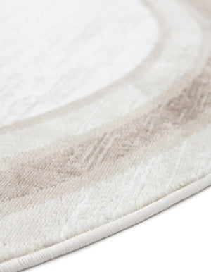 Ivory 5' 3 x 5' 3 Laguna Round Area Rug 100% Polypropylene Modern Contemporary Carpet for Bedrooms, Living Room, Dining, Office for Sale at Rug Engine