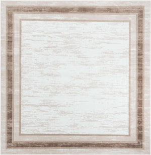 Ivory 7' 10 x 7' 10 Laguna Square Area Rug 100% Polypropylene Modern Contemporary Carpet for Bedrooms, Living Room, Dining, Office for Sale at Rug Engine