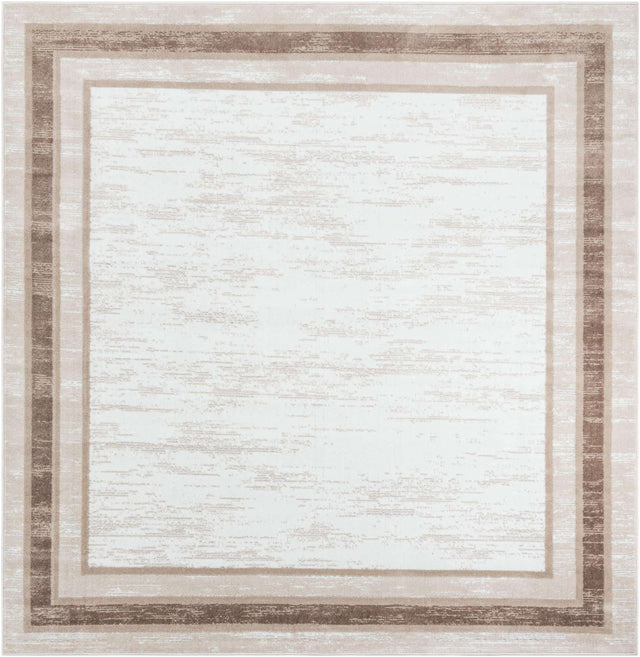 Ivory 7' 10 x 7' 10 Laguna Square Area Rug 100% Polypropylene Modern Contemporary Carpet for Bedrooms, Living Room, Dining, Office for Sale at Rug Engine