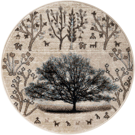 Beige 3' 1 x 3' 1 Laguna Round Area Rug 100% Polypropylene Modern Contemporary Carpet for Bedrooms, Living Room, Dining, Office for Sale at Rug Engine