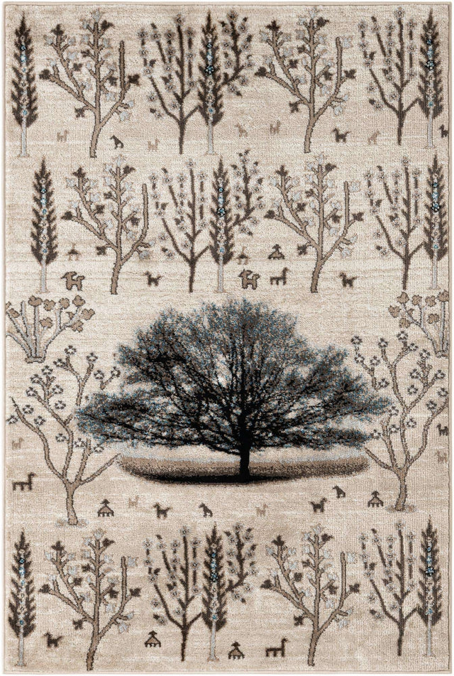 Beige 4' 1 x 6' 1 Laguna Rectangle Area Rug 100% Polypropylene Modern Contemporary Carpet for Bedrooms, Living Room, Dining, Office for Sale at Rug Engine