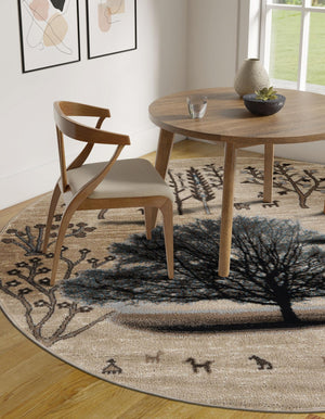 Beige 7' 10 x 7' 10 Laguna Round Area Rug 100% Polypropylene Modern Contemporary Carpet for Bedrooms, Living Room, Dining, Office for Sale at Rug Engine