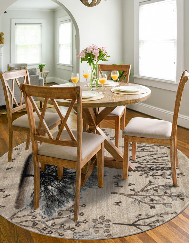 Beige 3' 1 x 3' 1 Laguna Round Area Rug 100% Polypropylene Modern Contemporary Carpet for Bedrooms, Living Room, Dining, Office for Sale at Rug Engine