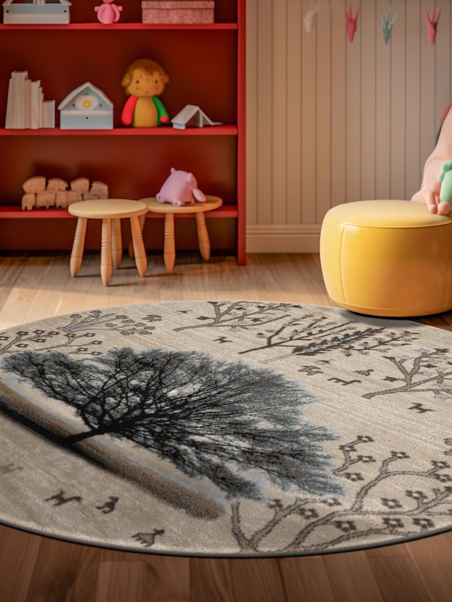 Beige 7' 10 x 7' 10 Laguna Round Area Rug 100% Polypropylene Modern Contemporary Carpet for Bedrooms, Living Room, Dining, Office for Sale at Rug Engine