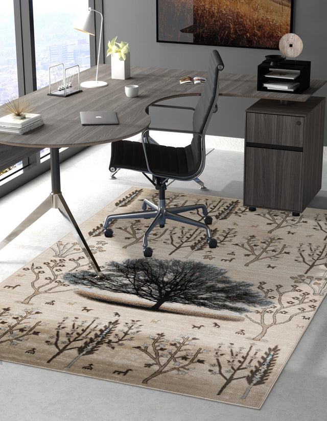 Beige 5' 3 x 8' Laguna Rectangle Area Rug 100% Polypropylene Modern Contemporary Carpet for Bedrooms, Living Room, Dining, Office for Sale at Rug Engine