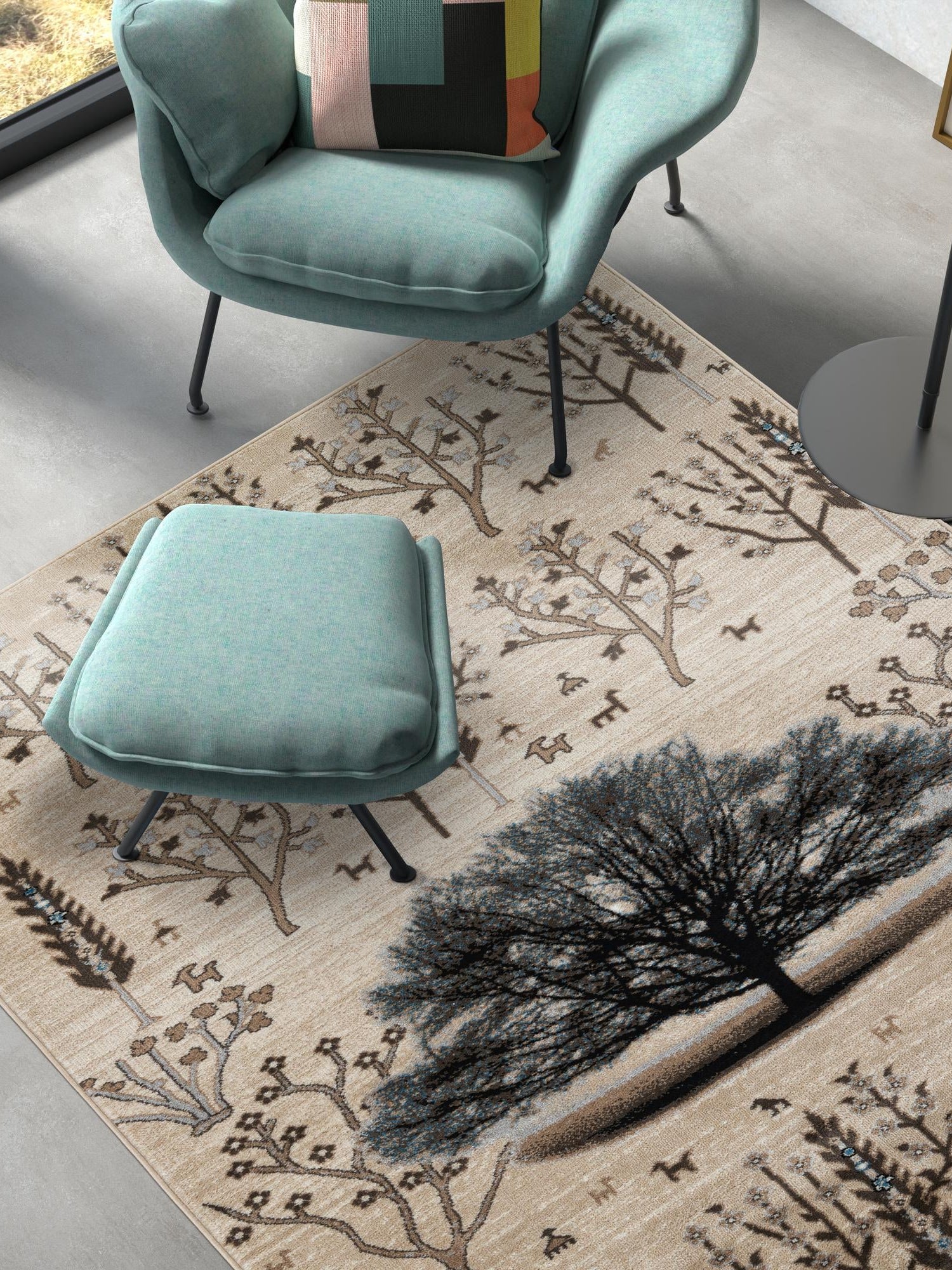 Beige 7' 10 x 10' Laguna Rectangle Area Rug 100% Polypropylene Modern Contemporary Carpet for Bedrooms, Living Room, Dining, Office for Sale at Rug Engine