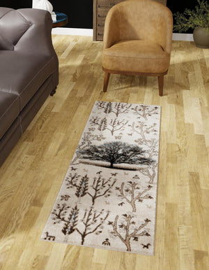 Beige 2' 7 x 8' Laguna Runner Area Rug 100% Polypropylene Modern Contemporary Carpet for Bedrooms, Living Room, Dining, Office for Sale at Rug Engine