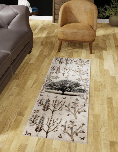 Beige 2' 7 x 10' Laguna Runner Area Rug 100% Polypropylene Modern Contemporary Carpet for Bedrooms, Living Room, Dining, Office for Sale at Rug Engine