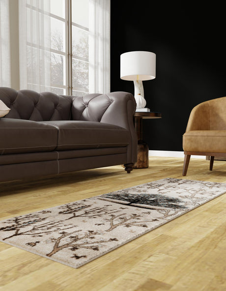Beige 2' x 6' 1 Laguna Runner Area Rug 100% Polypropylene Modern Contemporary Carpet for Bedrooms, Living Room, Dining, Office for Sale at Rug Engine