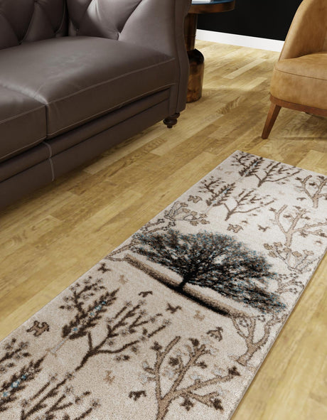 Beige 2' 7 x 8' Laguna Runner Area Rug 100% Polypropylene Modern Contemporary Carpet for Bedrooms, Living Room, Dining, Office for Sale at Rug Engine