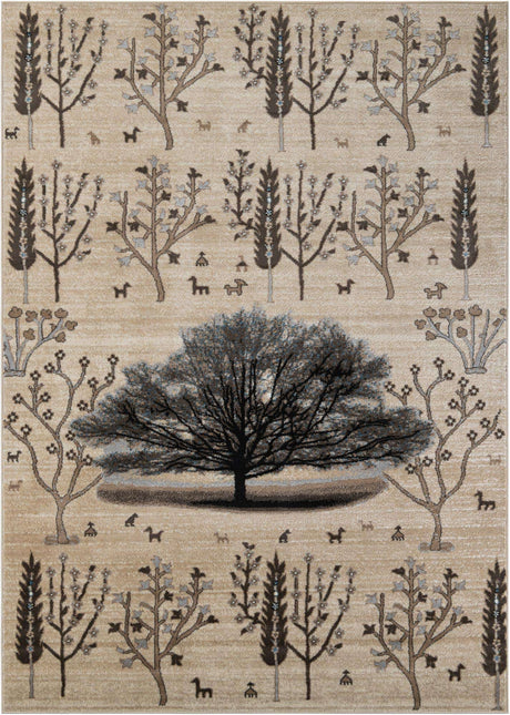 Beige 7' 1 x 10' Laguna Rectangle Area Rug 100% Polypropylene Modern Contemporary Carpet for Bedrooms, Living Room, Dining, Office for Sale at Rug Engine