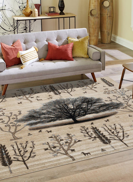 Beige 7' 10 x 7' 10 Laguna Square Area Rug 100% Polypropylene Modern Contemporary Carpet for Bedrooms, Living Room, Dining, Office for Sale at Rug Engine