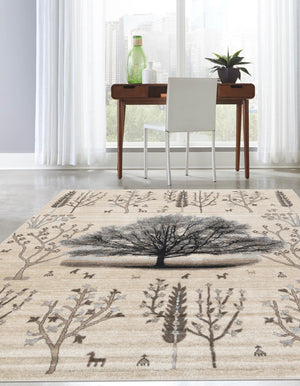 Beige 7' 10 x 7' 10 Laguna Square Area Rug 100% Polypropylene Modern Contemporary Carpet for Bedrooms, Living Room, Dining, Office for Sale at Rug Engine