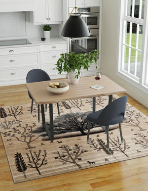 Beige 7' 10 x 7' 10 Laguna Square Area Rug 100% Polypropylene Modern Contemporary Carpet for Bedrooms, Living Room, Dining, Office for Sale at Rug Engine