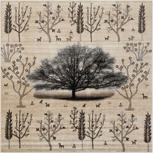 Beige 7' 10 x 7' 10 Laguna Square Area Rug 100% Polypropylene Modern Contemporary Carpet for Bedrooms, Living Room, Dining, Office for Sale at Rug Engine