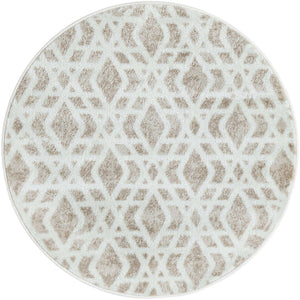 Ivory 3' 1 x 3' 1 Laguna Round Area Rug 100% Polypropylene Modern Contemporary Carpet for Bedrooms, Living Room, Dining, Office for Sale at Rug Engine