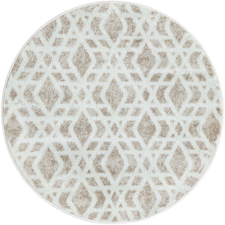 Ivory 3' 1 x 3' 1 Laguna Round Area Rug 100% Polypropylene Modern Contemporary Carpet for Bedrooms, Living Room, Dining, Office for Sale at Rug Engine