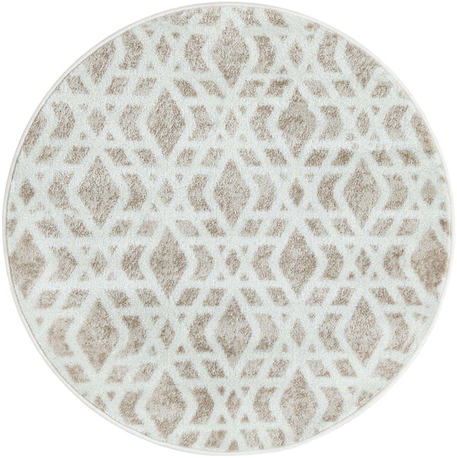 Ivory 3' 1 x 3' 1 Laguna Round Area Rug 100% Polypropylene Modern Contemporary Carpet for Bedrooms, Living Room, Dining, Office for Sale at Rug Engine