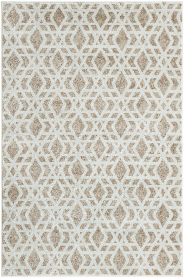 Ivory 4' 1 x 6' 1 Laguna Rectangle Area Rug 100% Polypropylene Modern Contemporary Carpet for Bedrooms, Living Room, Dining, Office for Sale at Rug Engine