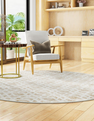Ivory 7' 10 x 7' 10 Laguna Round Area Rug 100% Polypropylene Modern Contemporary Carpet for Bedrooms, Living Room, Dining, Office for Sale at Rug Engine