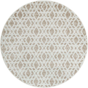 Ivory 5' 3 x 5' 3 Laguna Round Area Rug 100% Polypropylene Modern Contemporary Carpet for Bedrooms, Living Room, Dining, Office for Sale at Rug Engine