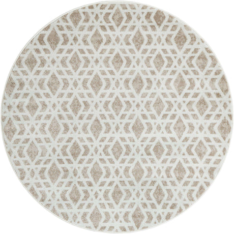 Ivory 5' 3 x 5' 3 Laguna Round Area Rug 100% Polypropylene Modern Contemporary Carpet for Bedrooms, Living Room, Dining, Office for Sale at Rug Engine