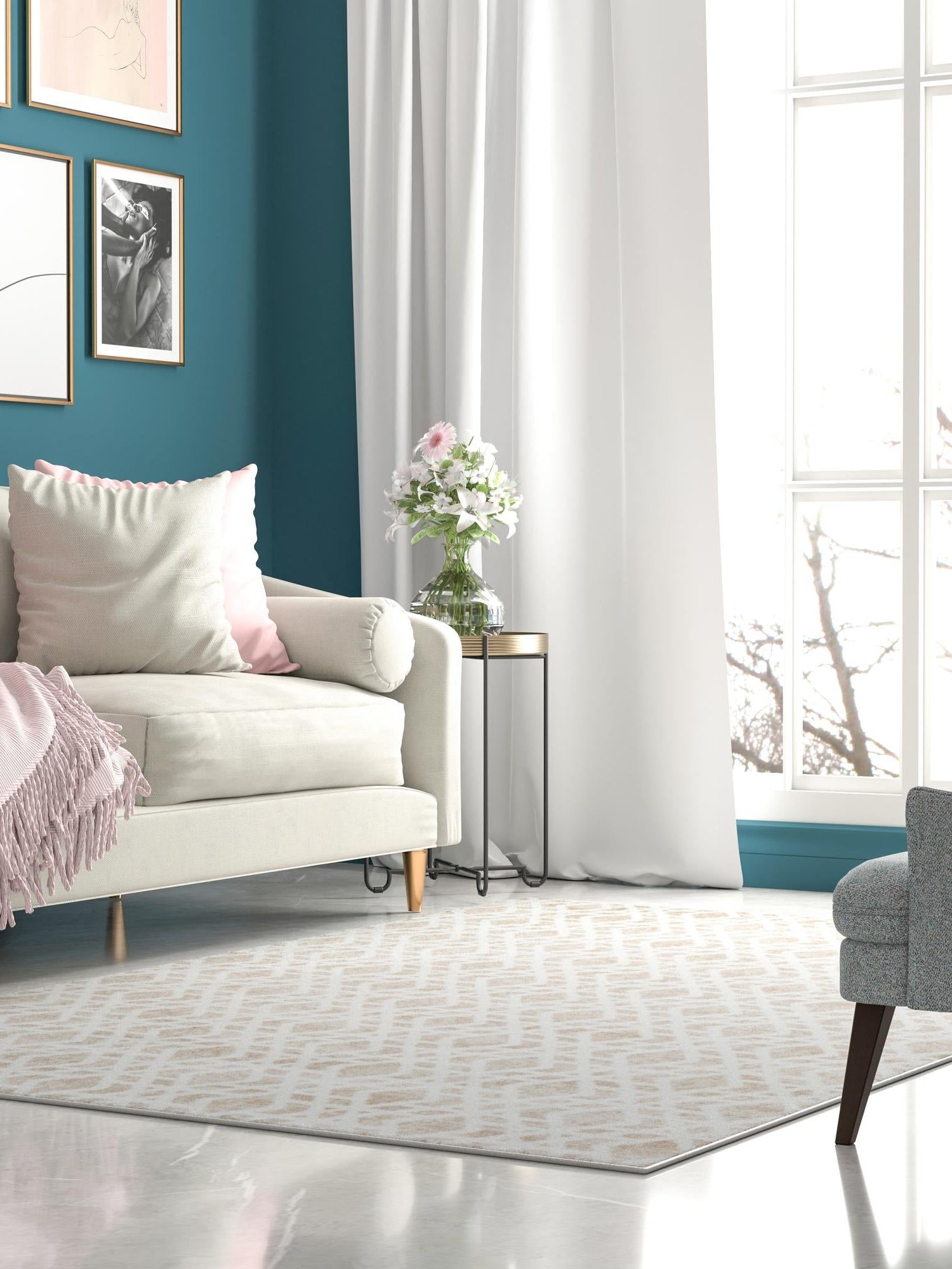 Ivory 9' x 12' Laguna Rectangle Area Rug 100% Polypropylene Modern Contemporary Carpet for Bedrooms, Living Room, Dining, Office for Sale at Rug Engine