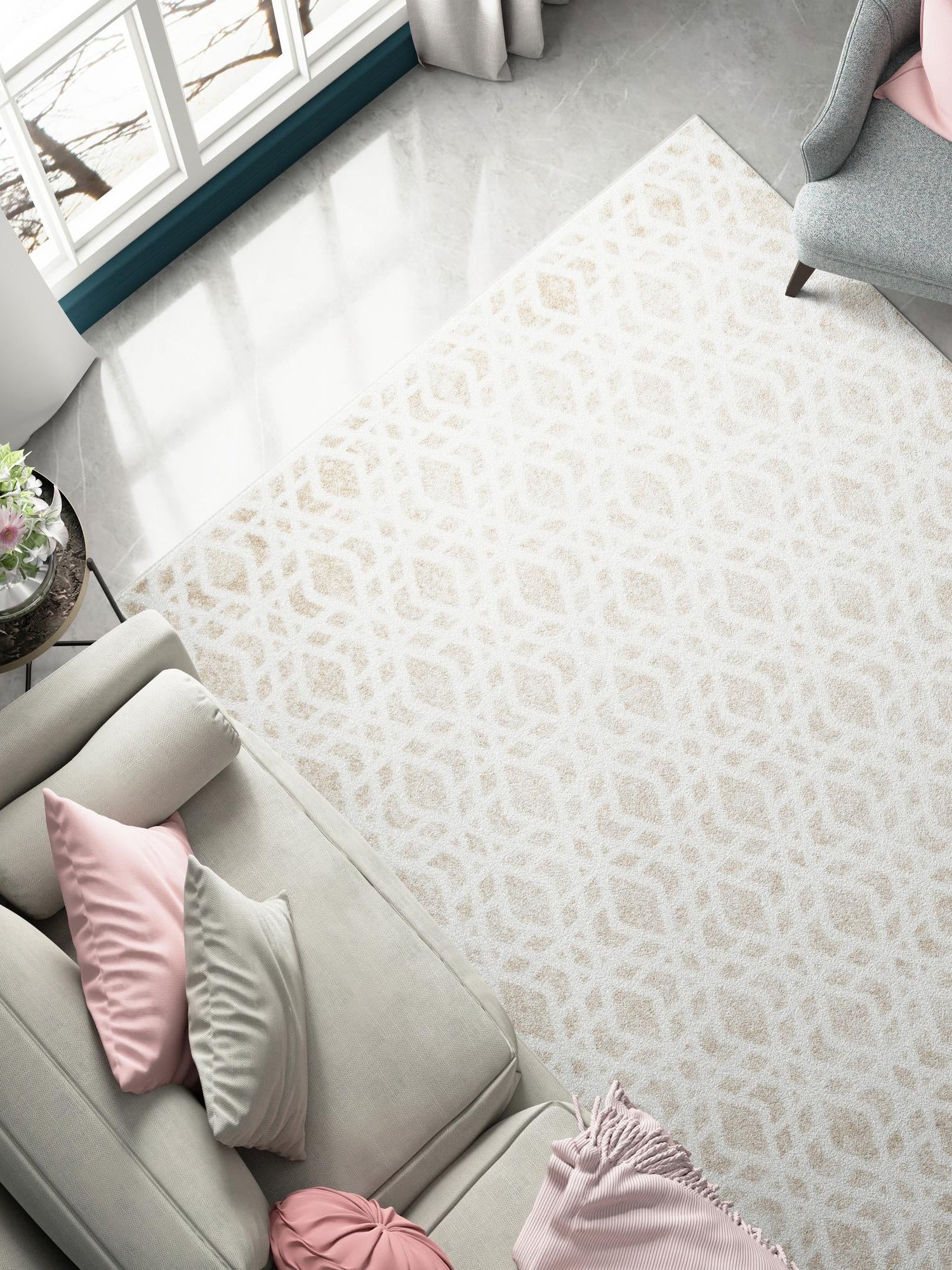 Ivory 5' 3 x 8' Laguna Rectangle Area Rug 100% Polypropylene Modern Contemporary Carpet for Bedrooms, Living Room, Dining, Office for Sale at Rug Engine