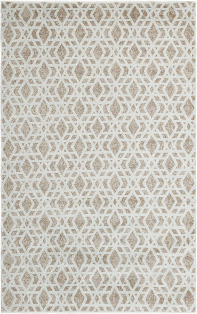 Ivory 5' 3 x 8' Laguna Rectangle Area Rug 100% Polypropylene Modern Contemporary Carpet for Bedrooms, Living Room, Dining, Office for Sale at Rug Engine
