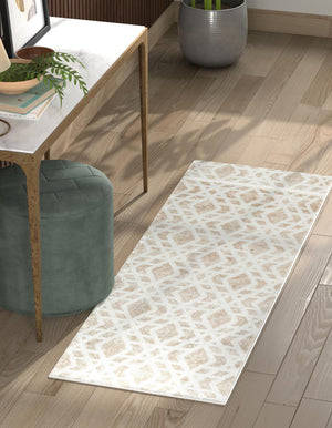Ivory 2' 7 x 8' Laguna Runner Area Rug 100% Polypropylene Modern Contemporary Carpet for Bedrooms, Living Room, Dining, Office for Sale at Rug Engine