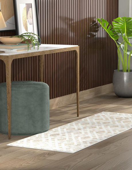 Ivory 2' 7 x 10' Laguna Runner Area Rug 100% Polypropylene Modern Contemporary Carpet for Bedrooms, Living Room, Dining, Office for Sale at Rug Engine