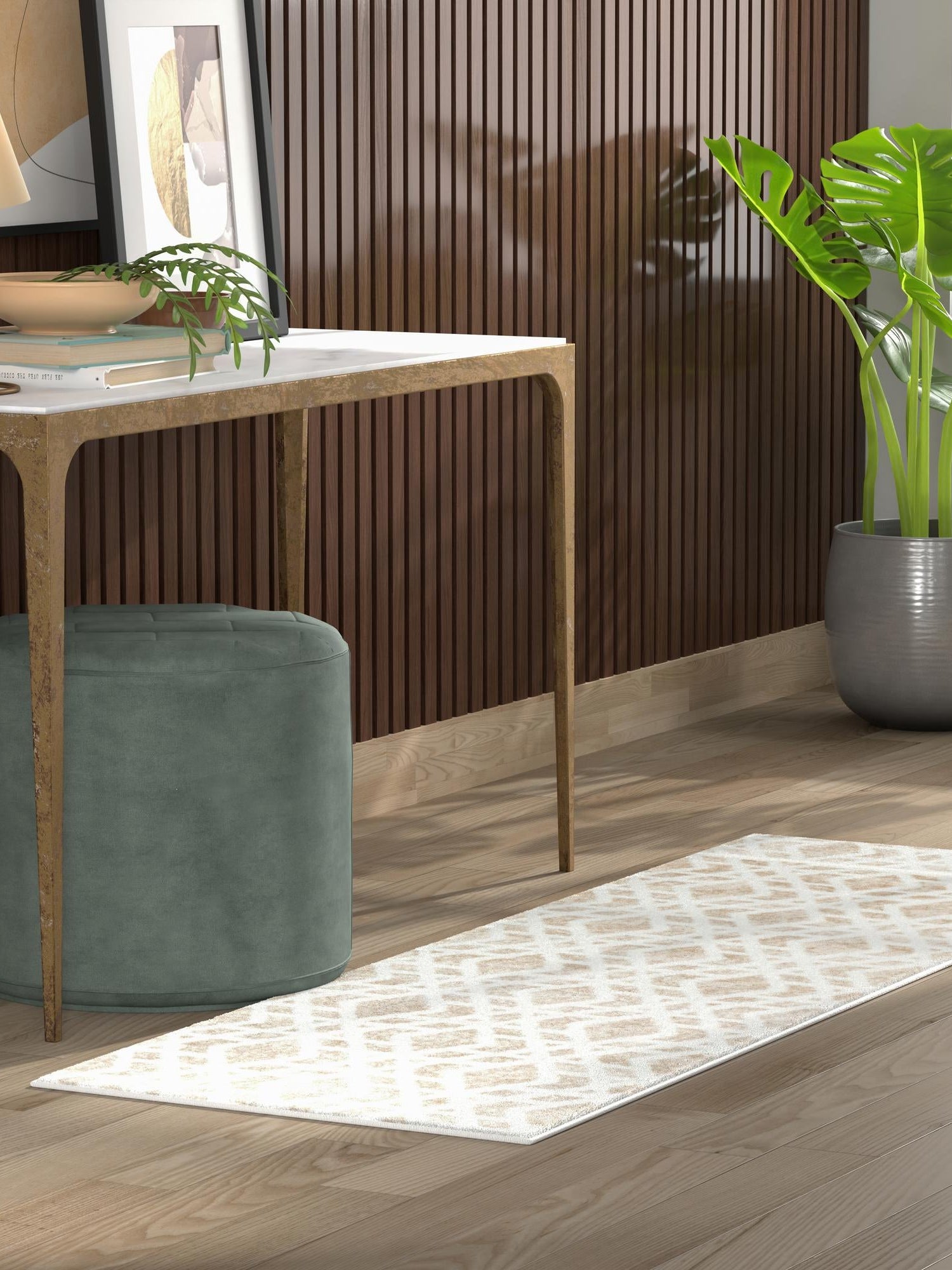 Ivory 2' x 6' 1 Laguna Runner Area Rug 100% Polypropylene Modern Contemporary Carpet for Bedrooms, Living Room, Dining, Office for Sale at Rug Engine