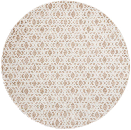 Ivory 7' 10 x 7' 10 Laguna Round Area Rug 100% Polypropylene Modern Contemporary Carpet for Bedrooms, Living Room, Dining, Office for Sale at Rug Engine