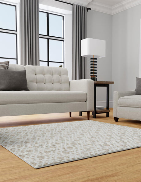 Ivory 7' 10 x 7' 10 Laguna Square Area Rug 100% Polypropylene Modern Contemporary Carpet for Bedrooms, Living Room, Dining, Office for Sale at Rug Engine
