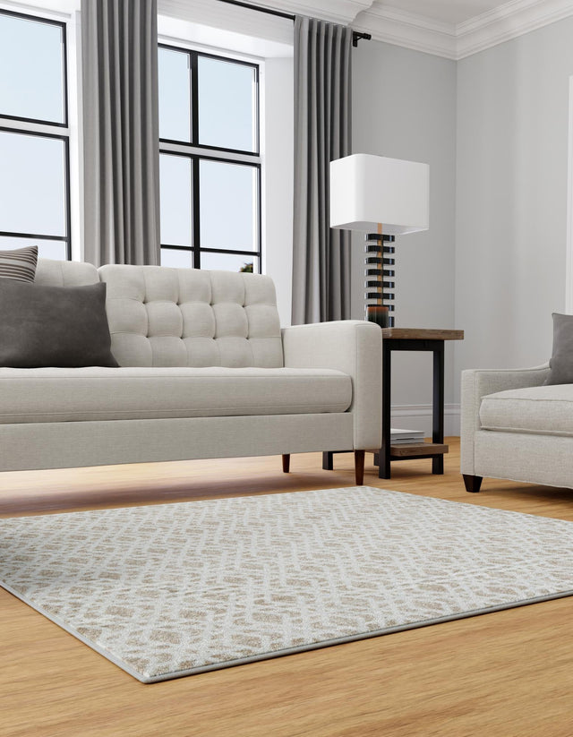 Ivory 7' 10 x 7' 10 Laguna Square Area Rug 100% Polypropylene Modern Contemporary Carpet for Bedrooms, Living Room, Dining, Office for Sale at Rug Engine