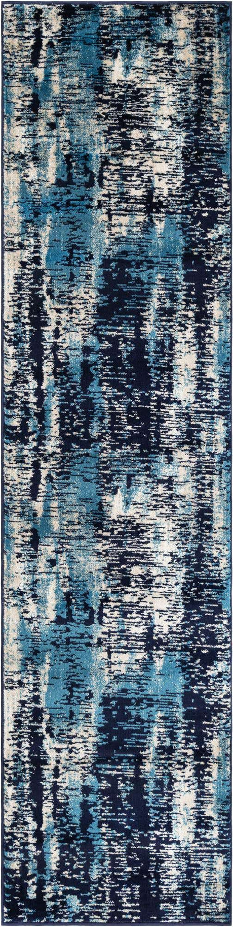 Navy Blue 2' 7 x 10' Laguna Runner Area Rug 100% Polypropylene Modern Contemporary Carpet for Bedrooms, Living Room, Dining, Office for Sale at Rug Engine