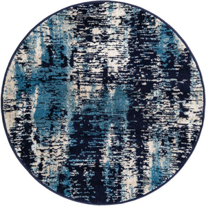 Navy Blue 3' 1 x 3' 1 Laguna Round Area Rug 100% Polypropylene Modern Contemporary Carpet for Bedrooms, Living Room, Dining, Office for Sale at Rug Engine