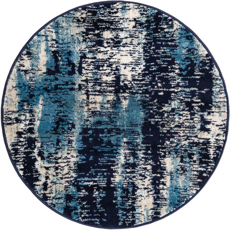Navy Blue 3' 1 x 3' 1 Laguna Round Area Rug 100% Polypropylene Modern Contemporary Carpet for Bedrooms, Living Room, Dining, Office for Sale at Rug Engine