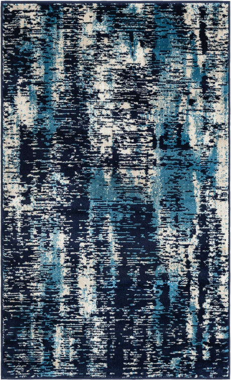 Navy Blue 3' 1 x 5' 3 Laguna Rectangle Area Rug 100% Polypropylene Modern Contemporary Carpet for Bedrooms, Living Room, Dining, Office for Sale at Rug Engine