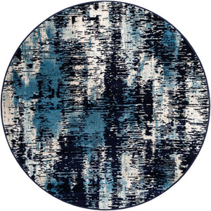 Navy Blue 5' 3 x 5' 3 Laguna Round Area Rug 100% Polypropylene Modern Contemporary Carpet for Bedrooms, Living Room, Dining, Office for Sale at Rug Engine