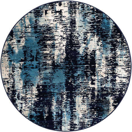 Navy Blue 5' 3 x 5' 3 Laguna Round Area Rug 100% Polypropylene Modern Contemporary Carpet for Bedrooms, Living Room, Dining, Office for Sale at Rug Engine