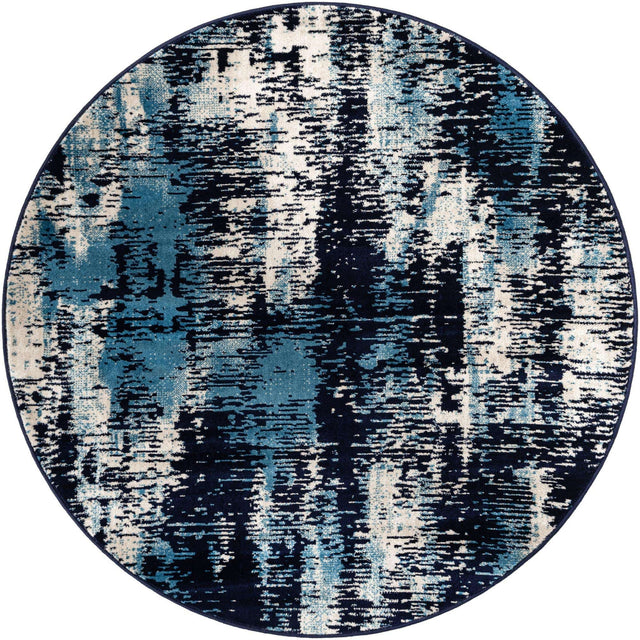 Navy Blue 5' 3 x 5' 3 Laguna Round Area Rug 100% Polypropylene Modern Contemporary Carpet for Bedrooms, Living Room, Dining, Office for Sale at Rug Engine