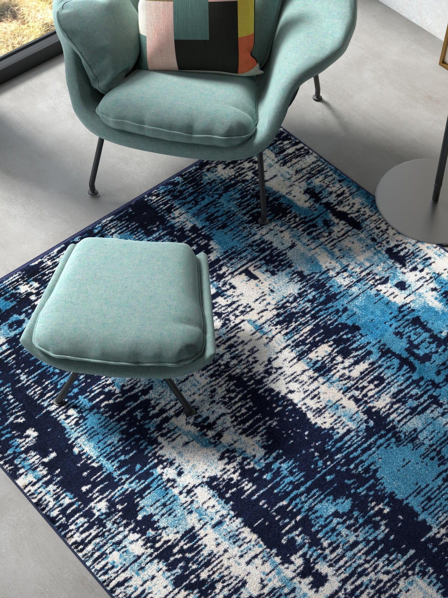 Navy Blue 2' x 3' 1 Laguna Rectangle Area Rug 100% Polypropylene Modern Contemporary Carpet for Bedrooms, Living Room, Dining, Office for Sale at Rug Engine