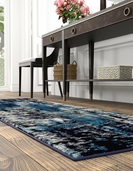 Navy Blue 2' 7 x 8' Laguna Runner Area Rug 100% Polypropylene Modern Contemporary Carpet for Bedrooms, Living Room, Dining, Office for Sale at Rug Engine